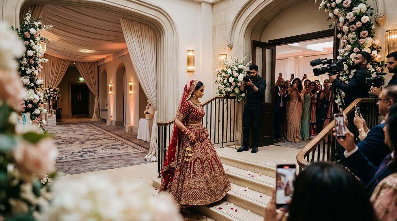 Bride entrance and photography for Planning an Asian Wedding: The Venue Essentials