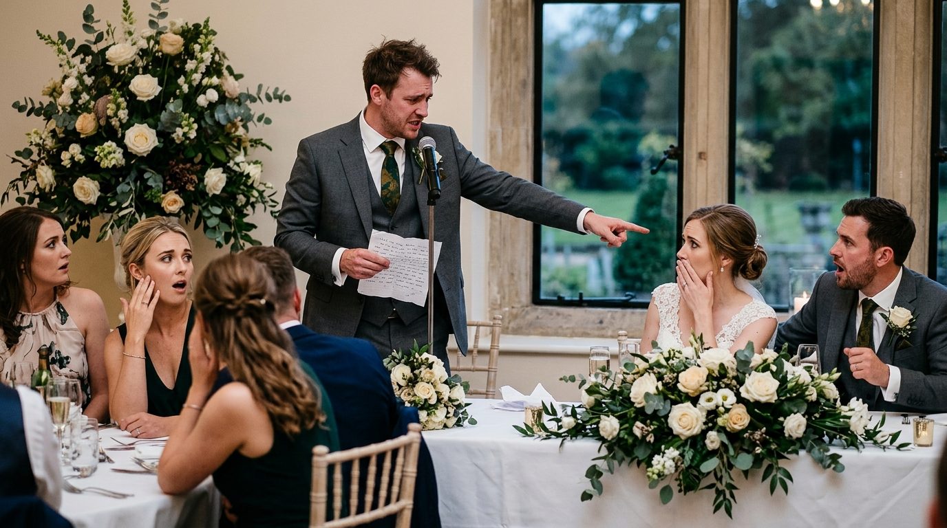 What happens in the room for The Best Man's Speech Revealed an Affair With the Bride