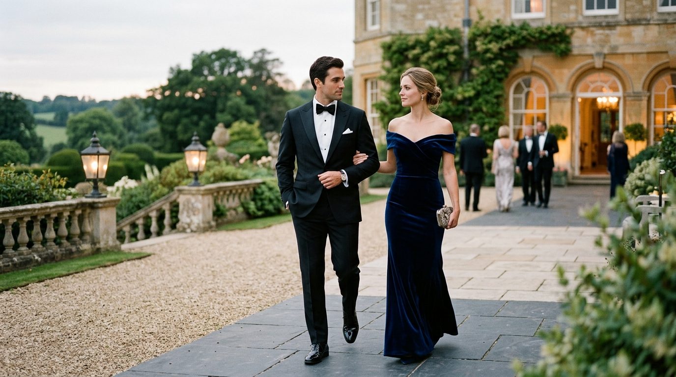 Editorial image for Black Tie Wedding Guest Outfits UK 2026: Men & Women