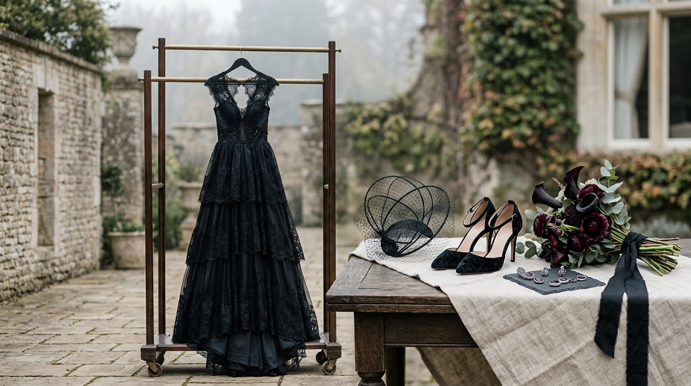 How to style a black wedding dress for Black Wedding Dresses: The Gothic Bridal Trend