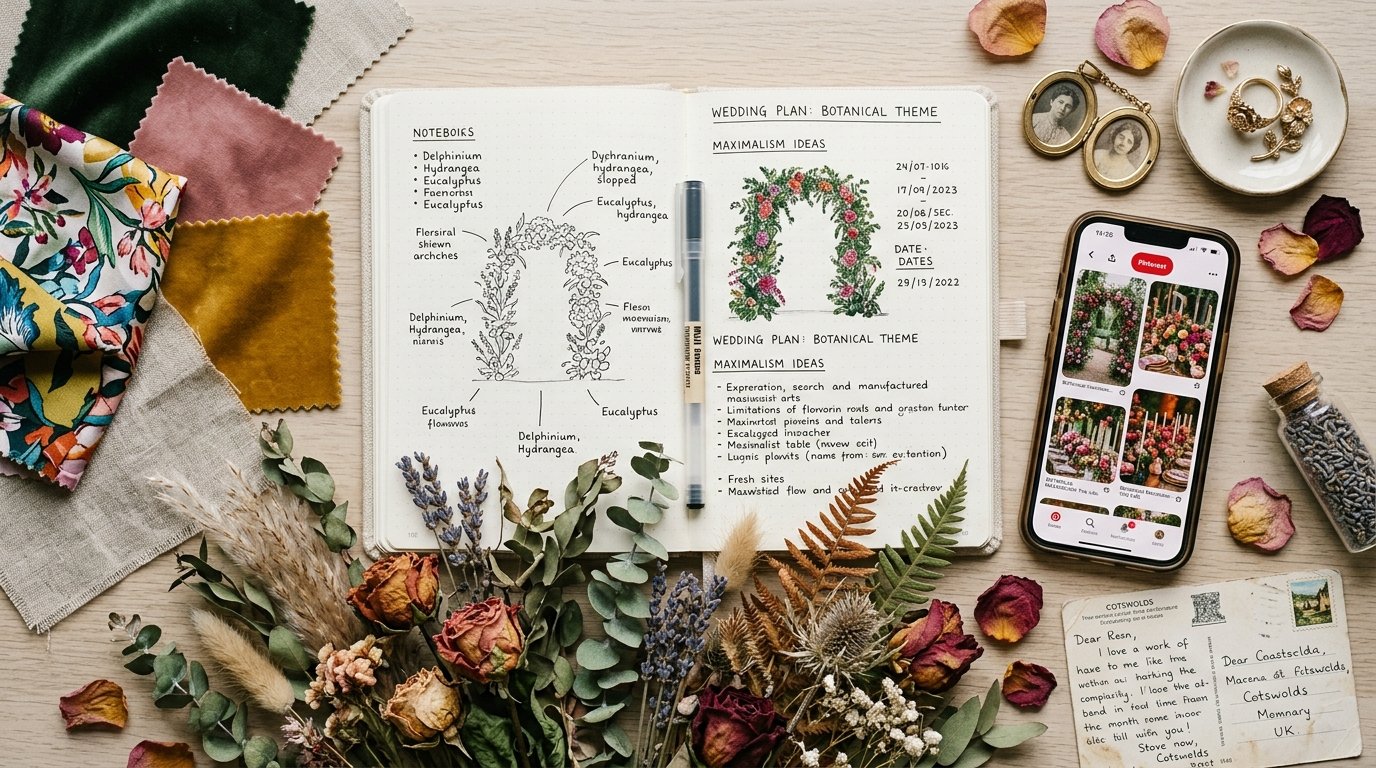 Botanical Maximalism: The Anti-Minimalist Wedding Trend — What botanical maximalism actually means, editorial photography for Weddings Hub