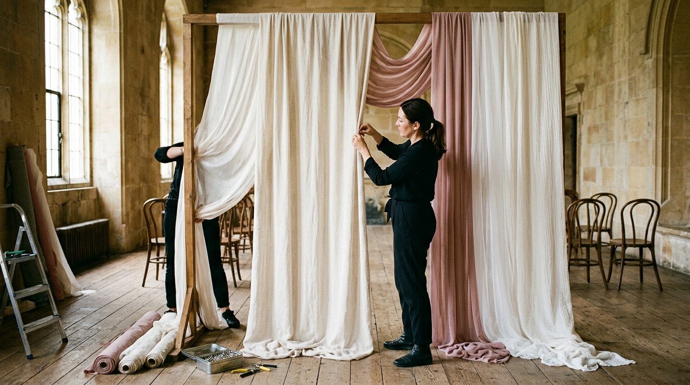 Editorial image for Drapery Backdrop Wedding Ceremonies: UK How-To Guide