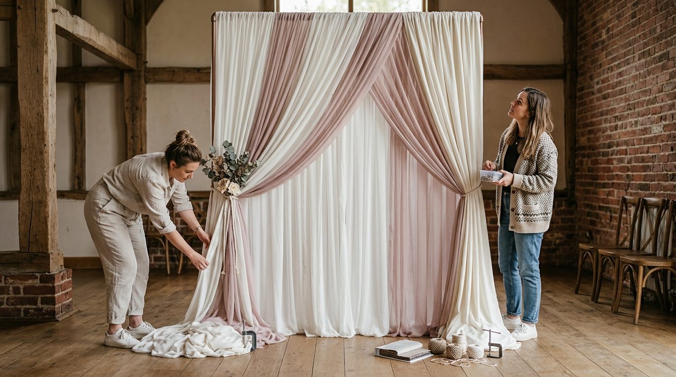 DIY drapery backdrop: what is achievable for Drapery Backdrop Wedding Ceremonies: UK How-To Guide