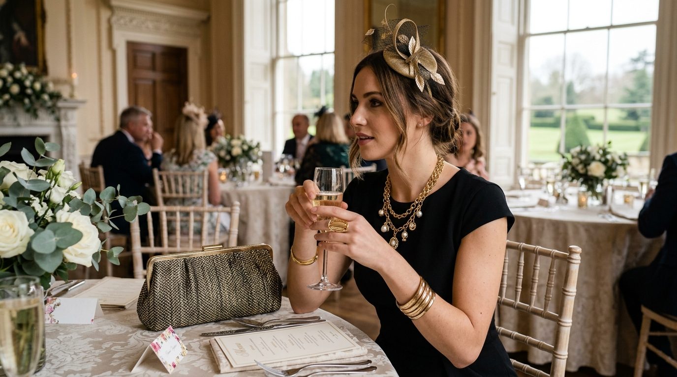 How to style black so it reads as festive for Is It Tacky to Wear Black to a UK Wedding?