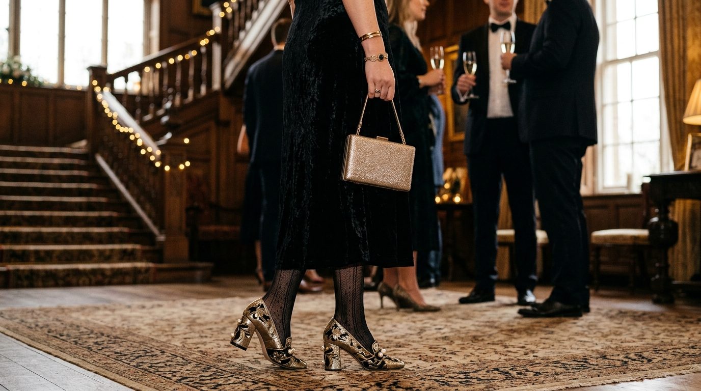 How to style black so it reads as festive for Is It Tacky to Wear Black to a UK Wedding?