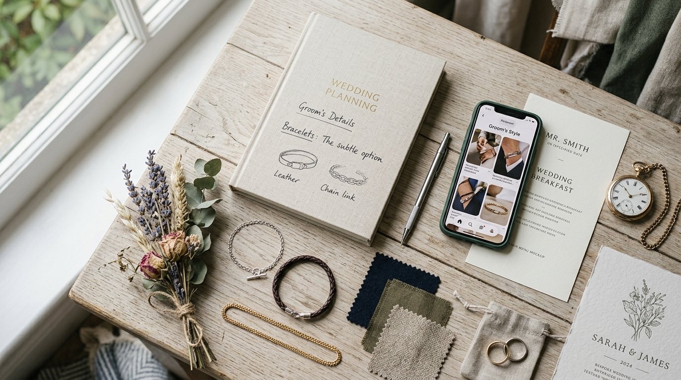 Men's Wedding Jewellery: Chains, Rings & Bracelets — Bracelets: the subtle option, editorial photography for Weddings Hub