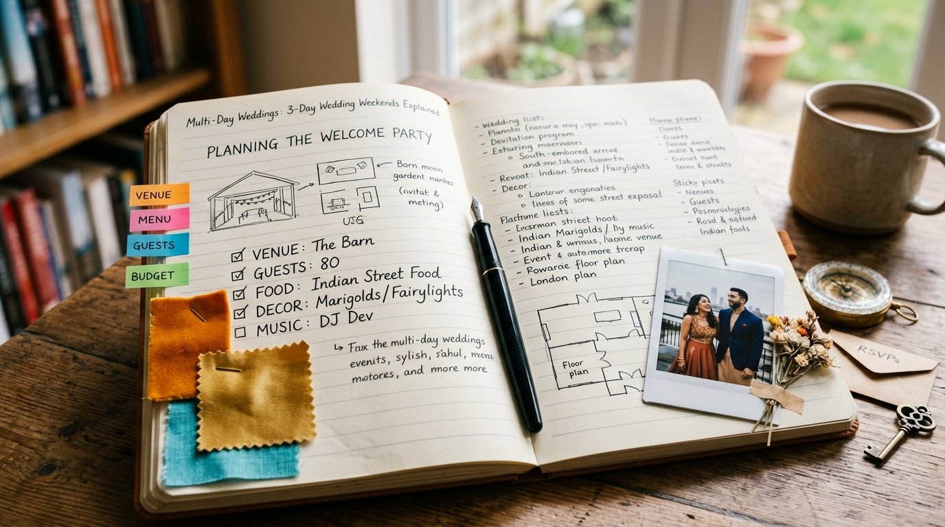 Multi-Day Weddings: 3-Day Wedding Weekends Explained — Planning the welcome party, editorial photography for Weddings Hub