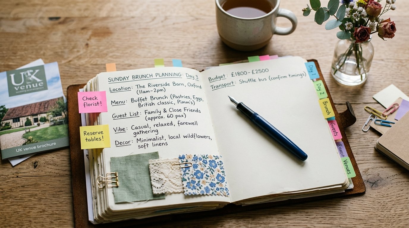 Multi-Day Weddings: 3-Day Wedding Weekends Explained — Planning the Sunday brunch, editorial photography for Weddings Hub