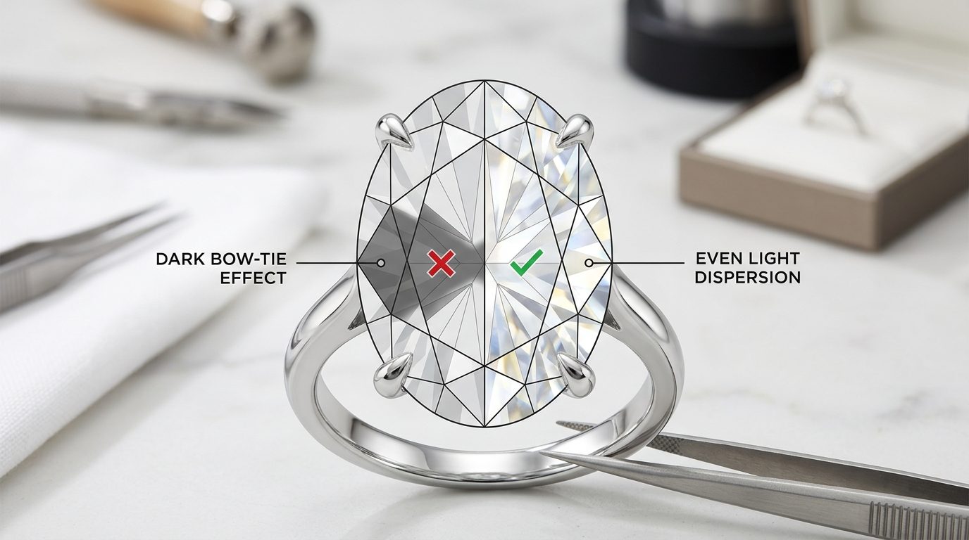 Understanding the bow-tie — and avoiding it for Oversized Oval Engagement Rings: UK Guide 2026