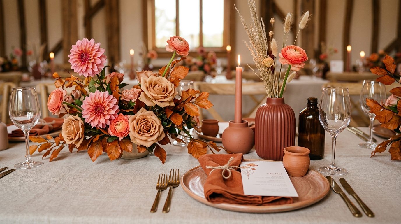 Table styling for Paloma Hues: The Sunset Wedding Palette of 2026