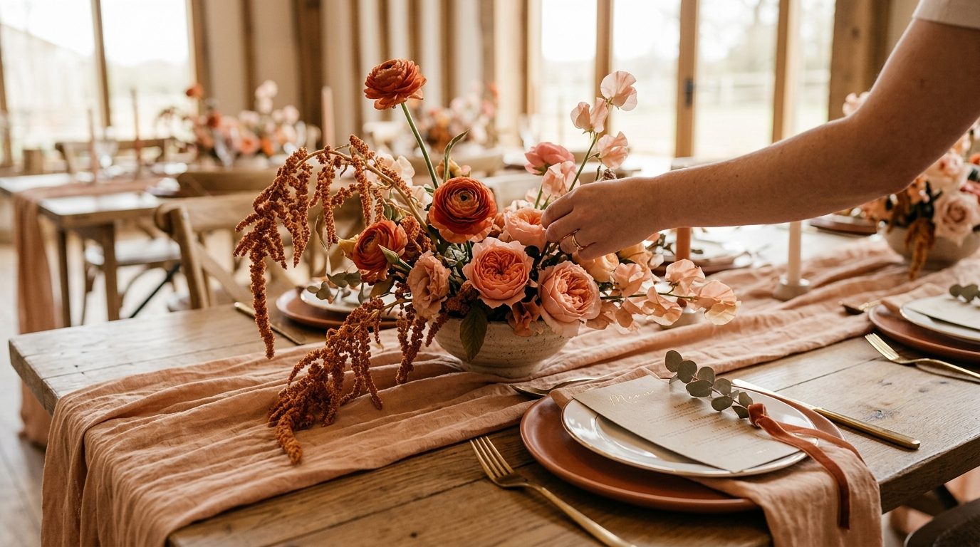 Table styling for Paloma Hues: The Sunset Wedding Palette of 2026