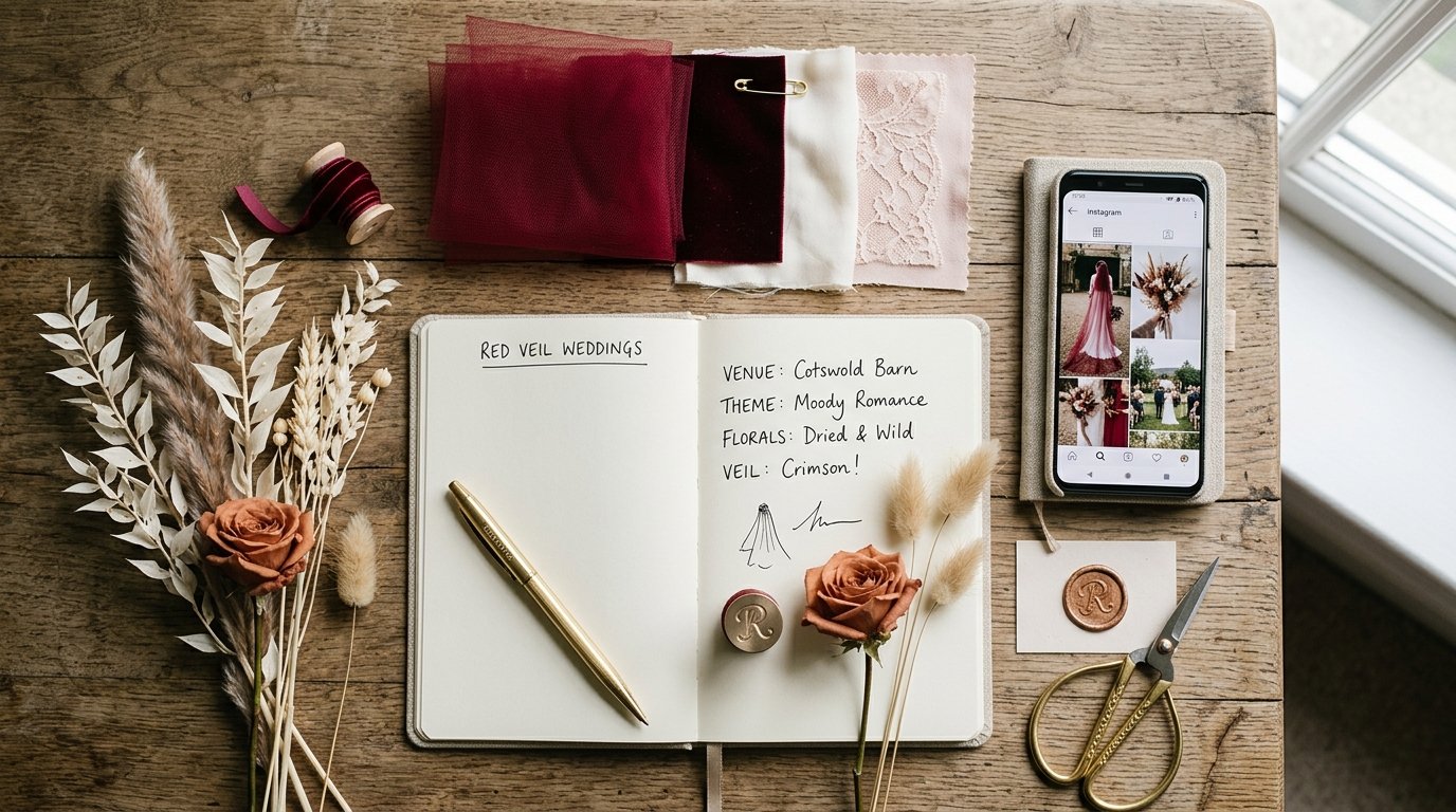Red Veil Weddings: The Crimson-Veil Trend — editorial photography for Weddings Hub