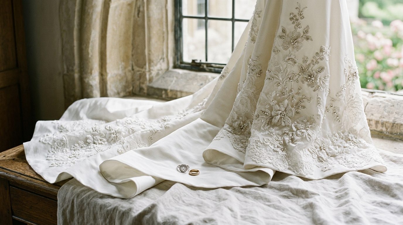 The first gown: Ralph Lauren ceremony dress for Selena Gomez & Benny Blanco Wedding: The Two Gowns