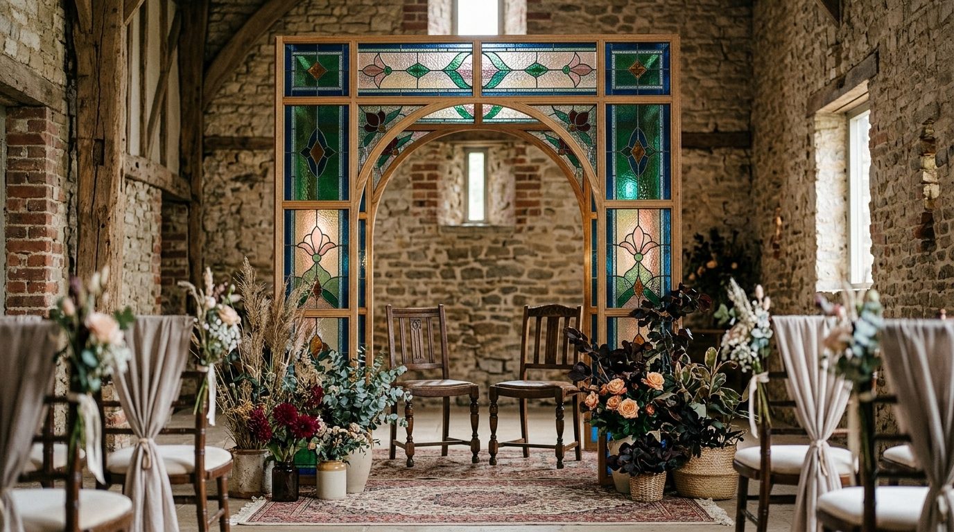 How to style the ceremony around a stained glass arch for Stained Glass Wedding Arch: The 2026 Pinterest Trend