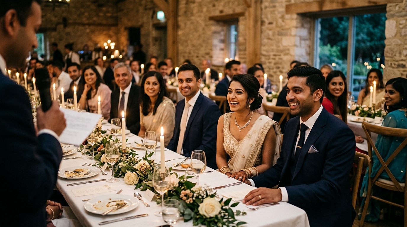 Tasting-Menu Wedding Receptions: When Food Is the Event — The speeches problem — and the solution, editorial photography for Weddings Hub