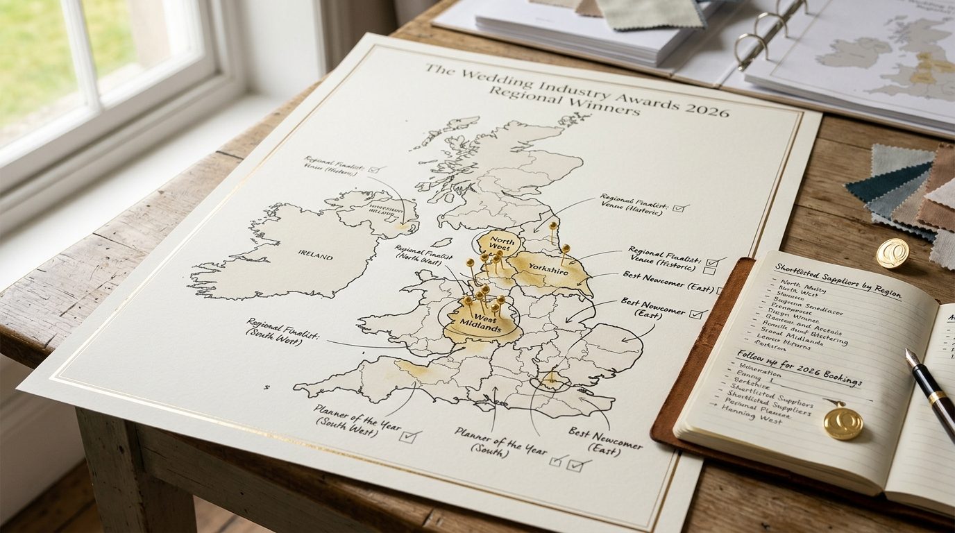 2026 regional breakdown for TWIA 2026: Wedding Industry Awards Regional Winners