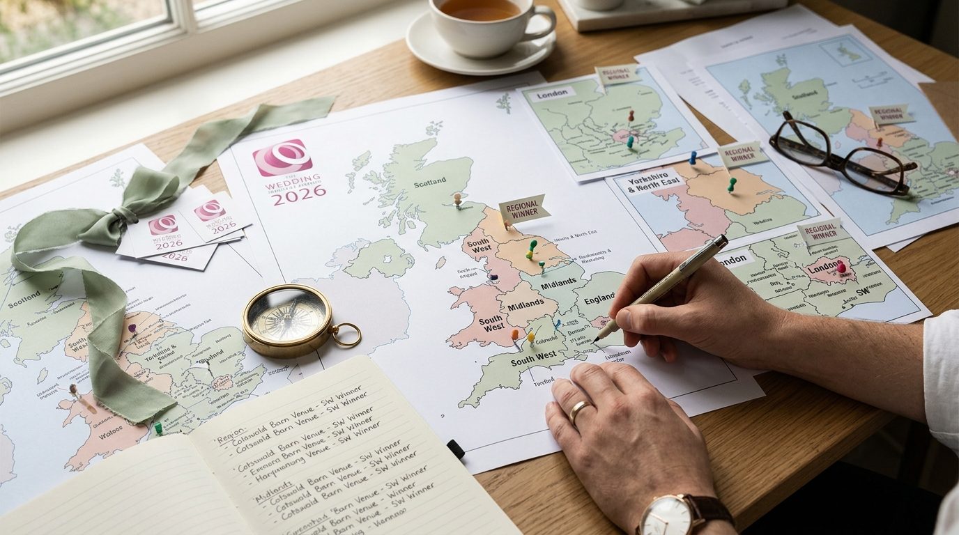 2026 regional breakdown for TWIA 2026: Wedding Industry Awards Regional Winners