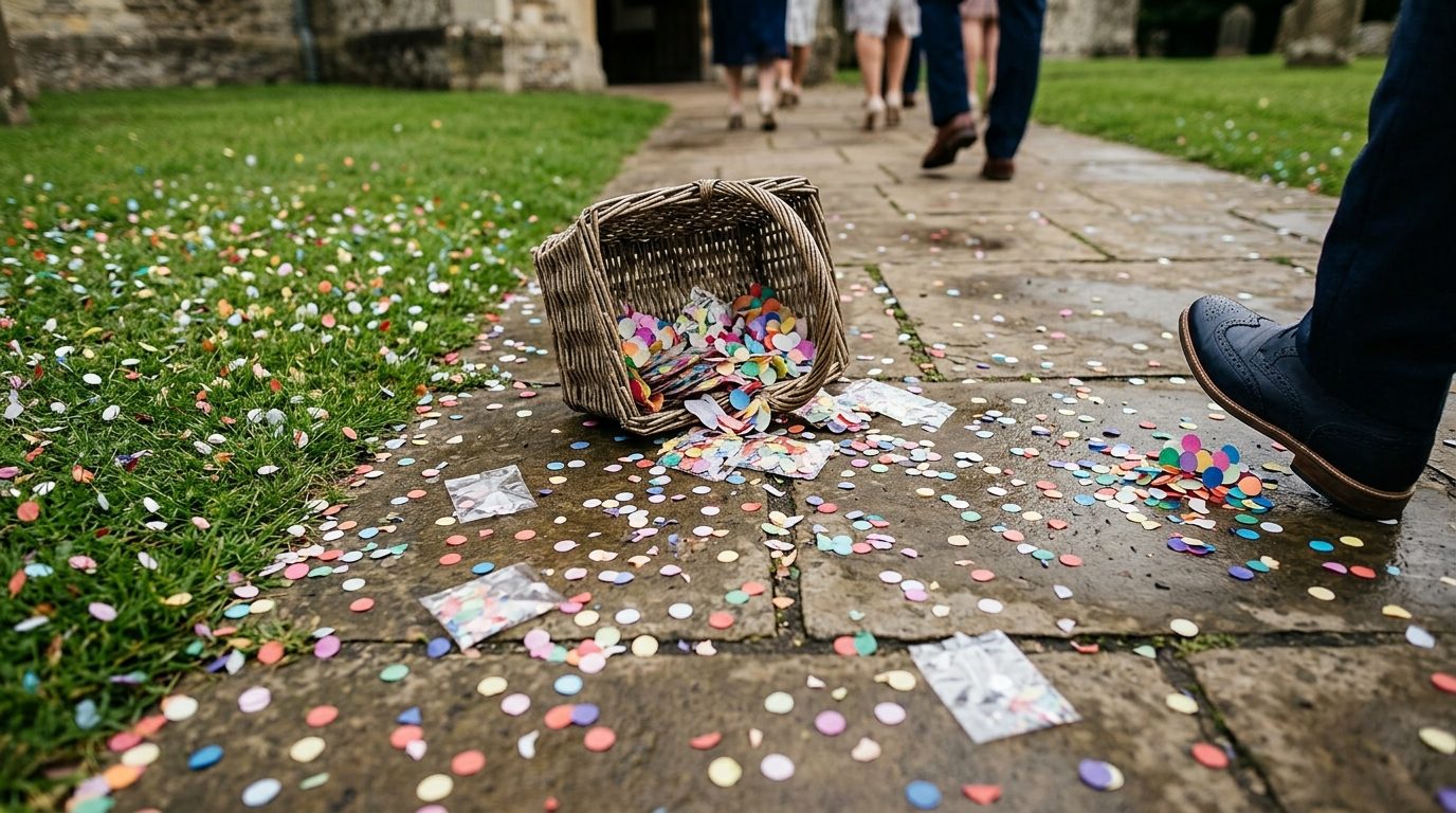 10. Confetti (paper or plastic) for 11 UK Wedding Traditions That Are Outdated in 2026