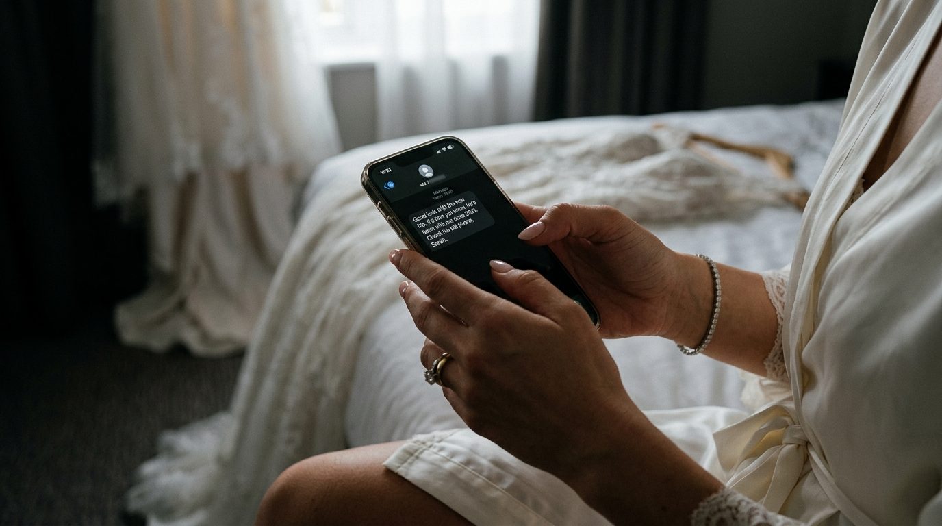 Case 4: the morning-after text for When the Wedding Revealed the Cheating: 8 Stories