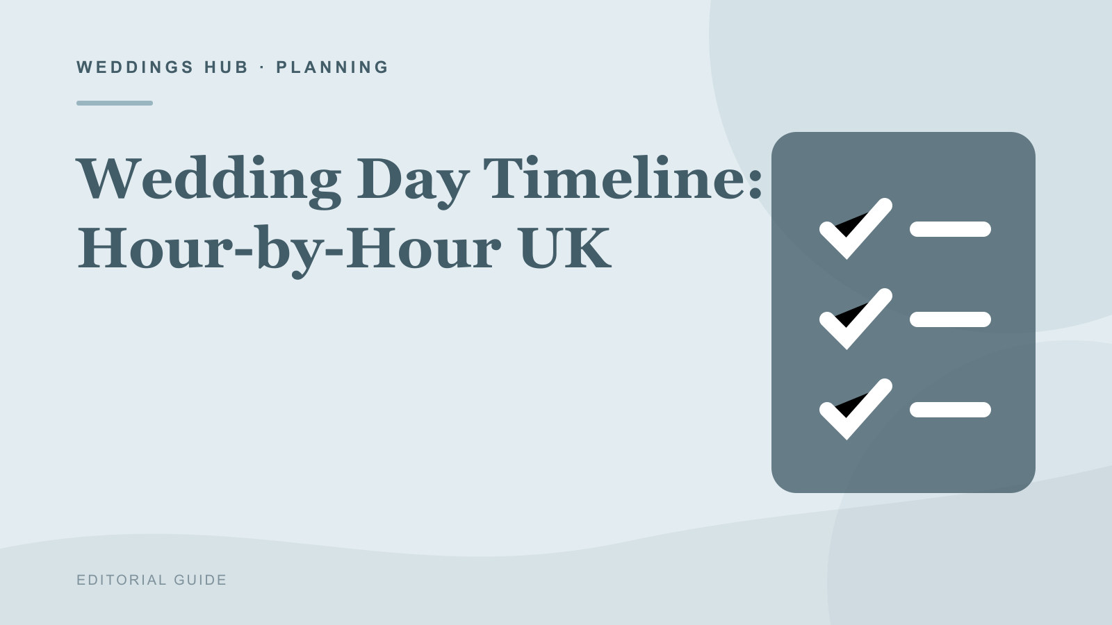 Illustrated Wedding Day Timeline guide with a simple checklist