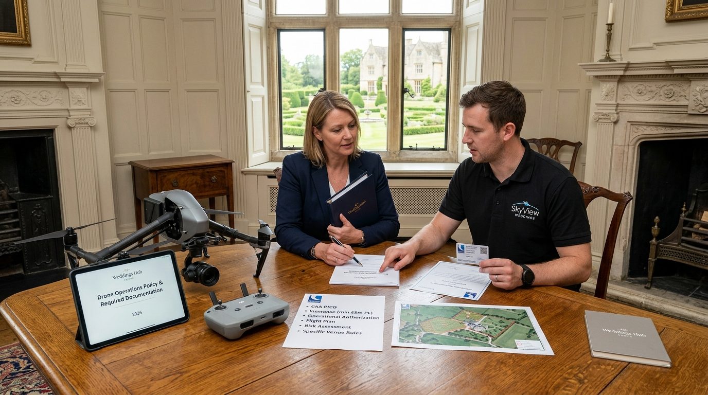 What your venue may require for Wedding Drone Photography UK 2026: Costs, Rules & Shots
