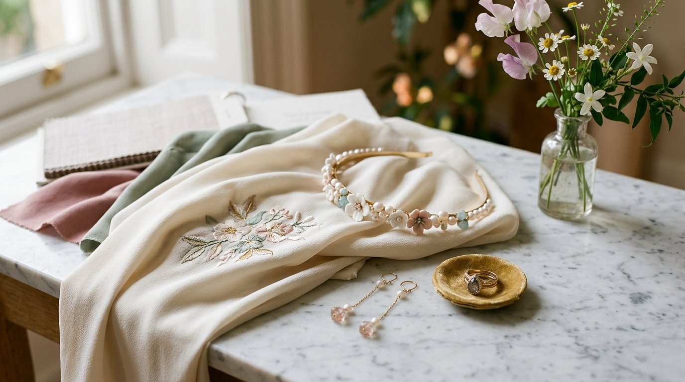 What to Wear as a Wedding Guest in June — The colour story for June 2026, editorial photography for Weddings Hub