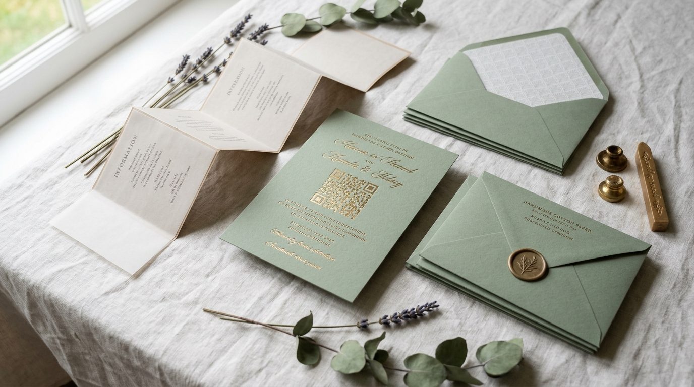 What's not in fashion for 2026 for 2026 Wedding Stationery Trends: QR Codes & Letterpress
